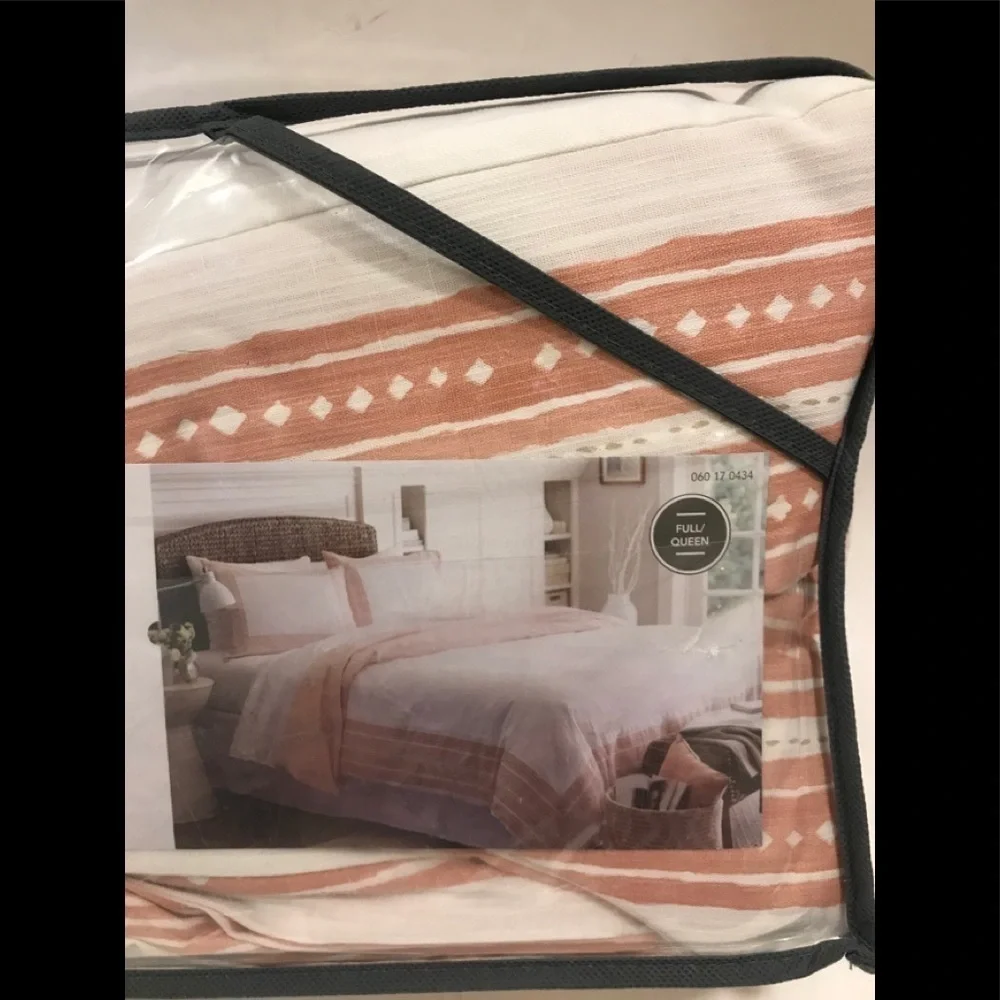 THRESHOLD 3 PIECE CORAL BORDER PRINT DUVET SET